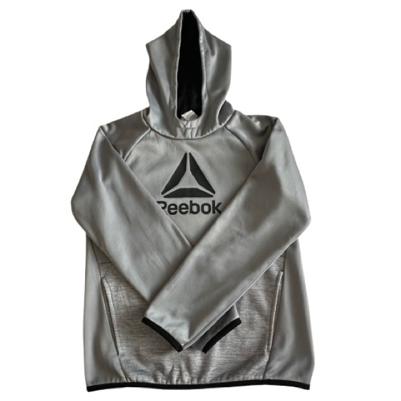 Reebok Other - Reebok Kids Boy's L(10/12) Gray & Black Logo Sleeved Pullover Hooded Sporty Top